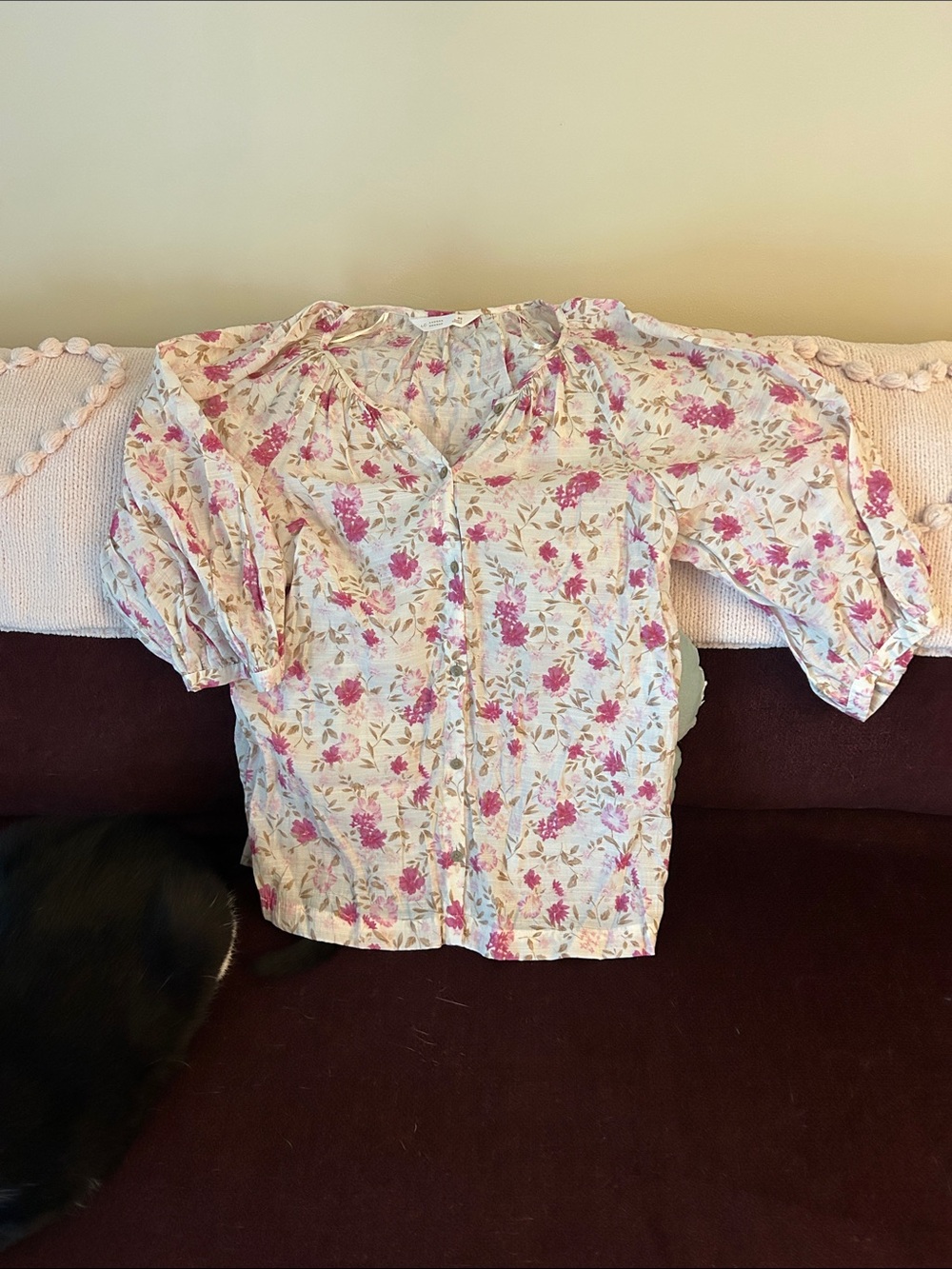 LC Lauren Conrad Floral Blouse in Pink and Whitr